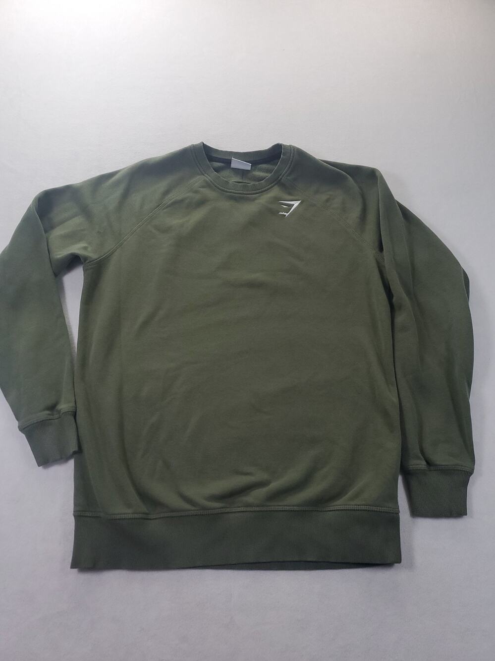 Gymshark Sweatshirt Mens Olive Green M Athleisure Gym Crewneck Athletic Logo